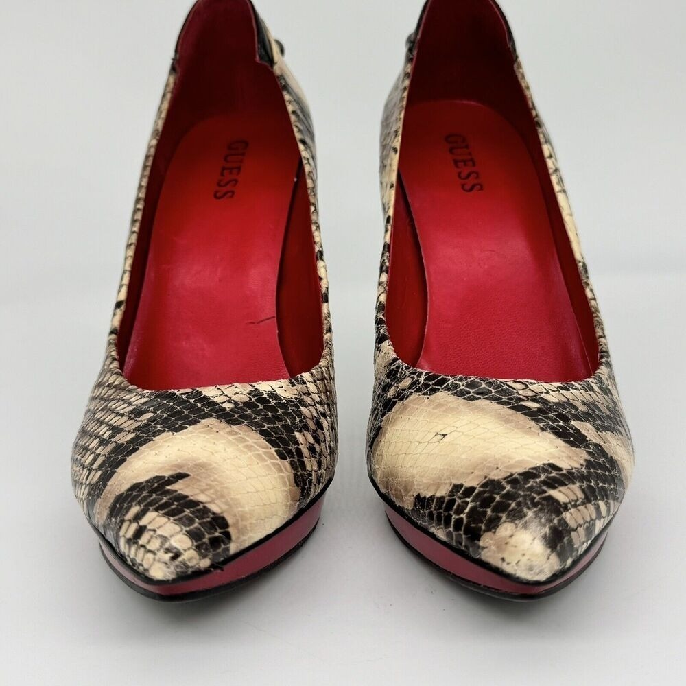 GUESS Womens Stiletto Snake Animal Print Party Shoes Pump Heel US 8.5M Y2K 90s - Picture 3 of 16